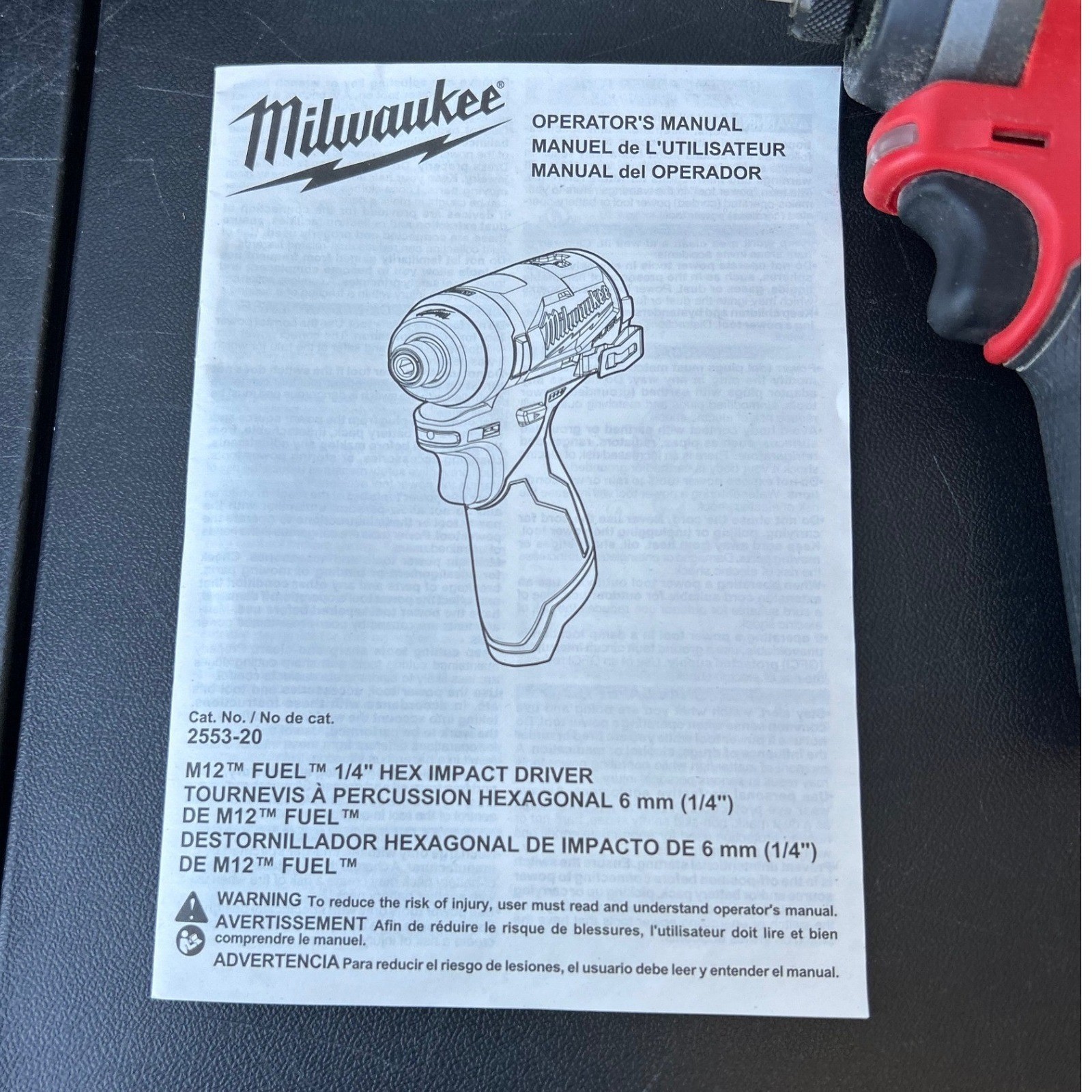 Milwaukee M12 FUEL 1/4 Hex Impact Driver 2553-20 with Charger and Hard Case