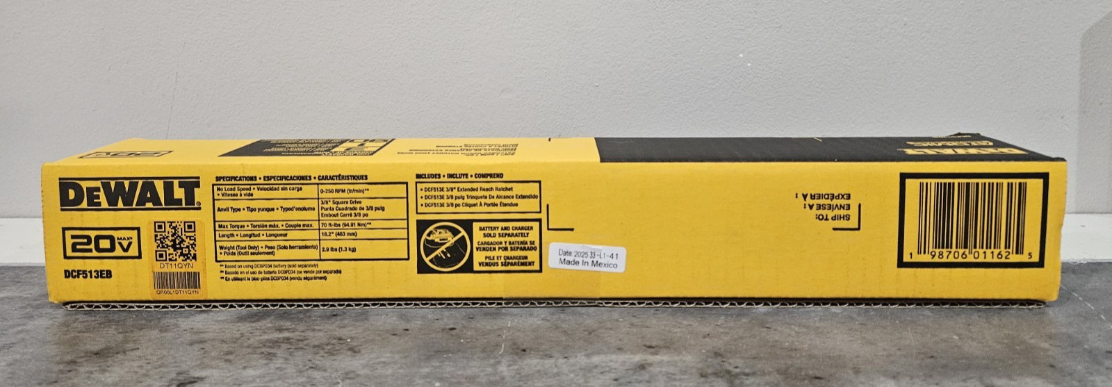 DeWALT Atomic Compact 20V MAX Brushless 3/8 » EXTENDED REACH Ratchet DCF513EB