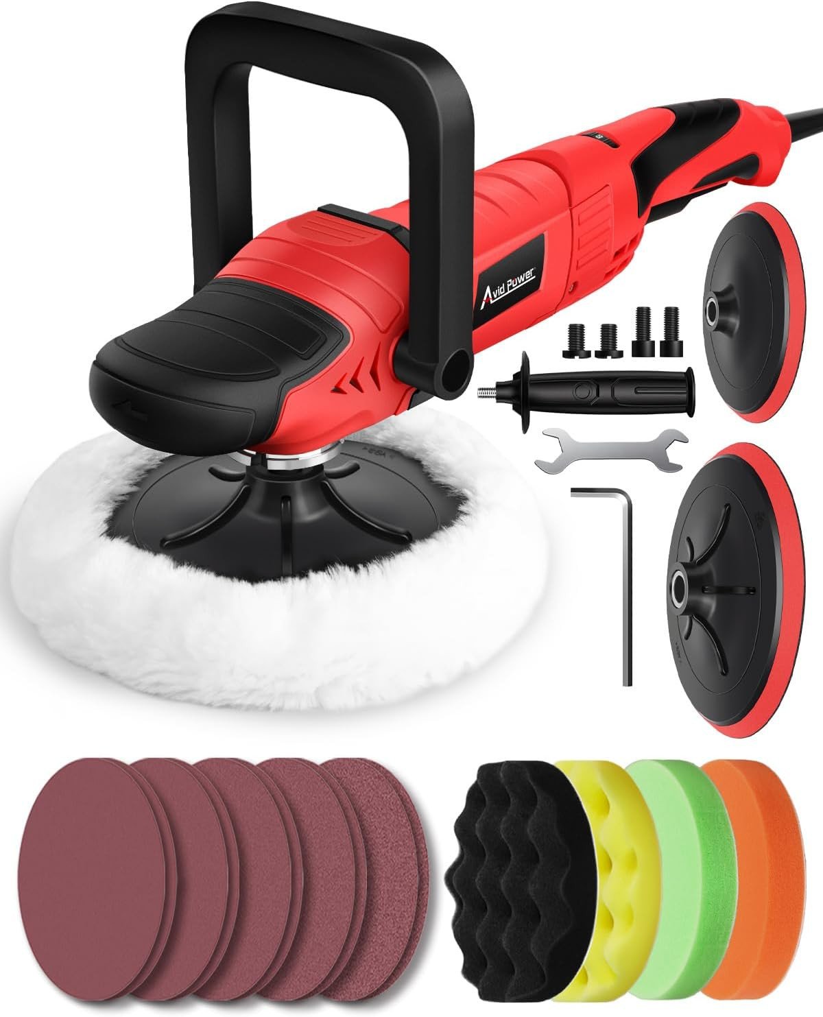 Car Rotary Buffer Polisher Waxer 1200W 6 Speeds 4*6” Polish Pad 6&Prime;&7&Prime; Backing P