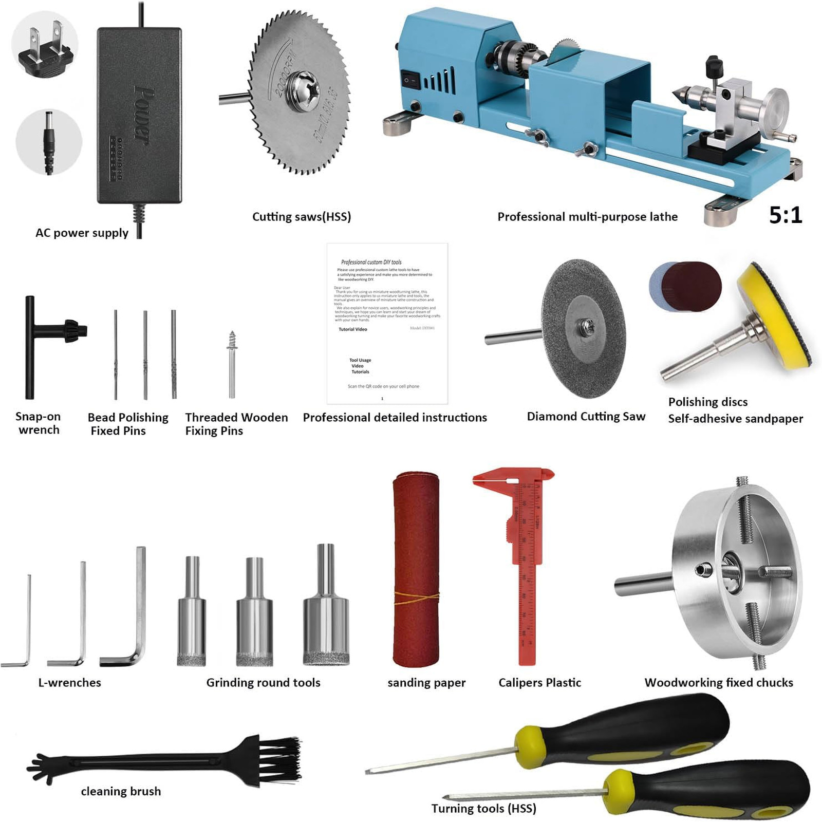 Mini Woodworking Lathe Machine Multi Purpose Small Model Turned Grinder