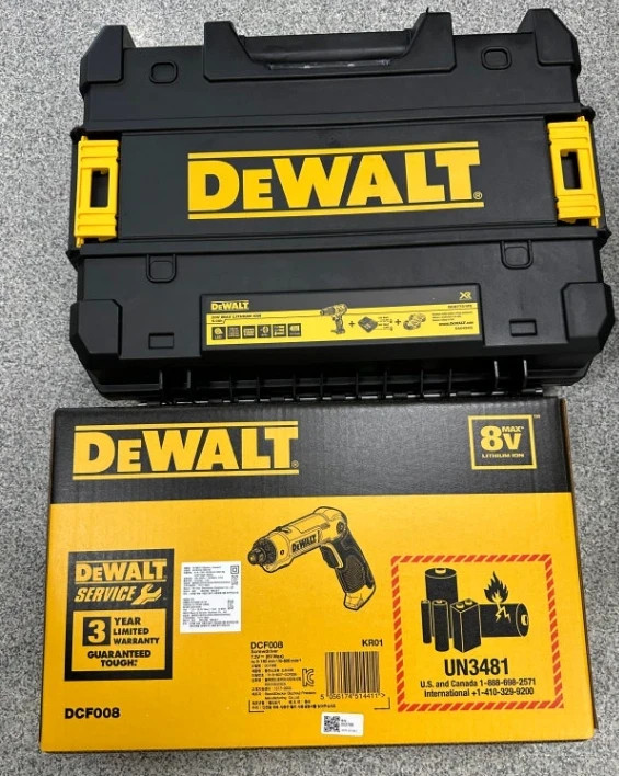 DeWalt DCF008 8V MAX Screwdriver 45pc Bit Set 1.5Ah Battery Kit Gyroscopic 220V
