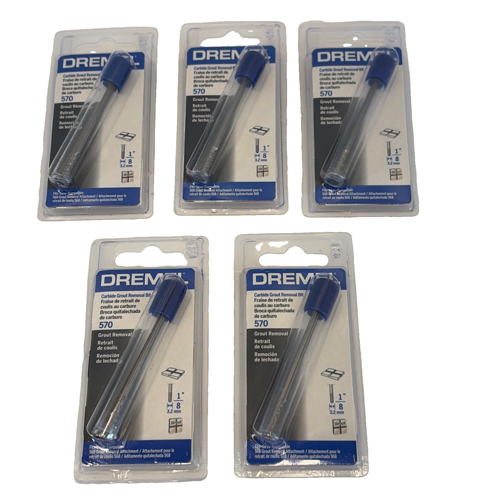 5 Dremel Model 570 Rotary Tool 1/8 in Carbide Grout Removal Bit Lot Of 5