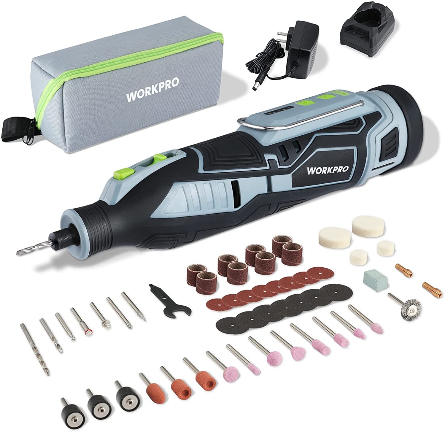 WORKPRO 12V Cordless Rotary Tool Kit 5Variable Speeds 114 Easy Change Accessorie