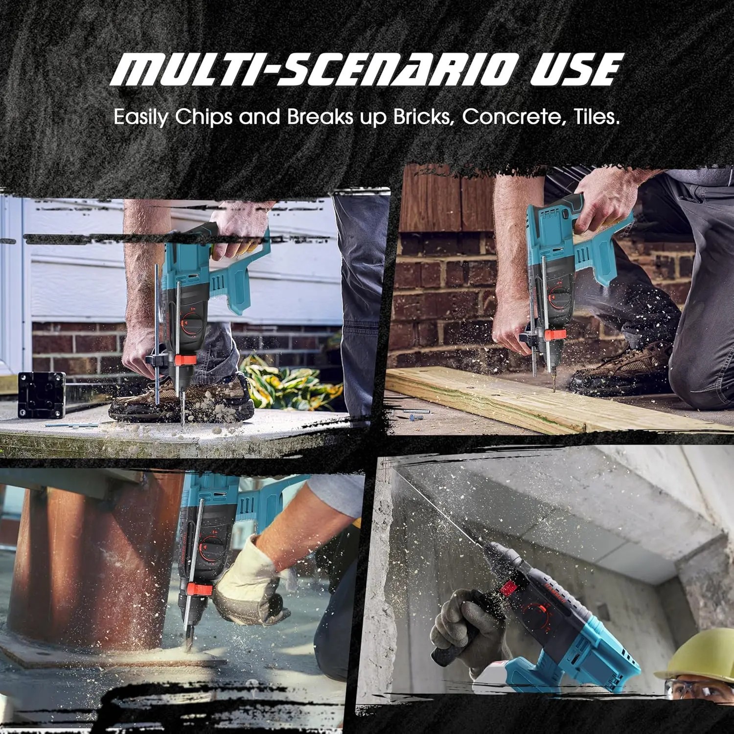 21V Brushless SDS Rotary Hammer Drill 3-Mode Safety Clutch For Concrete Masonry