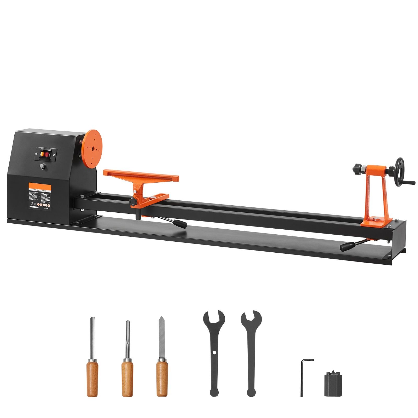 Tabletop Wood Lathe, 40in Bed, 0.5HP, 4-Speed (885–2425RPM), Hex Wrench & More