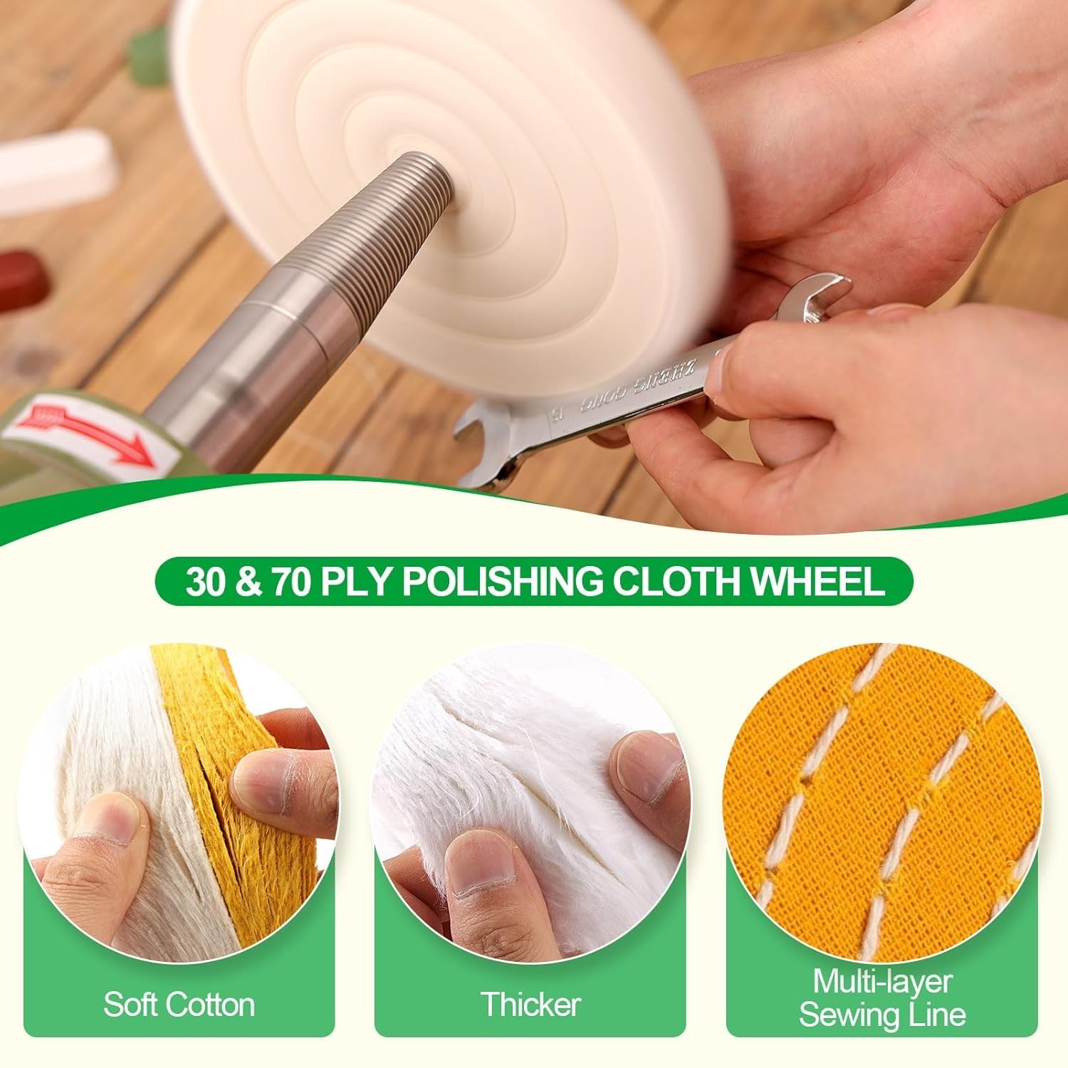 Polishing Wheels Kit 6 Inch for Bench Grinder with Buffing Compound Set