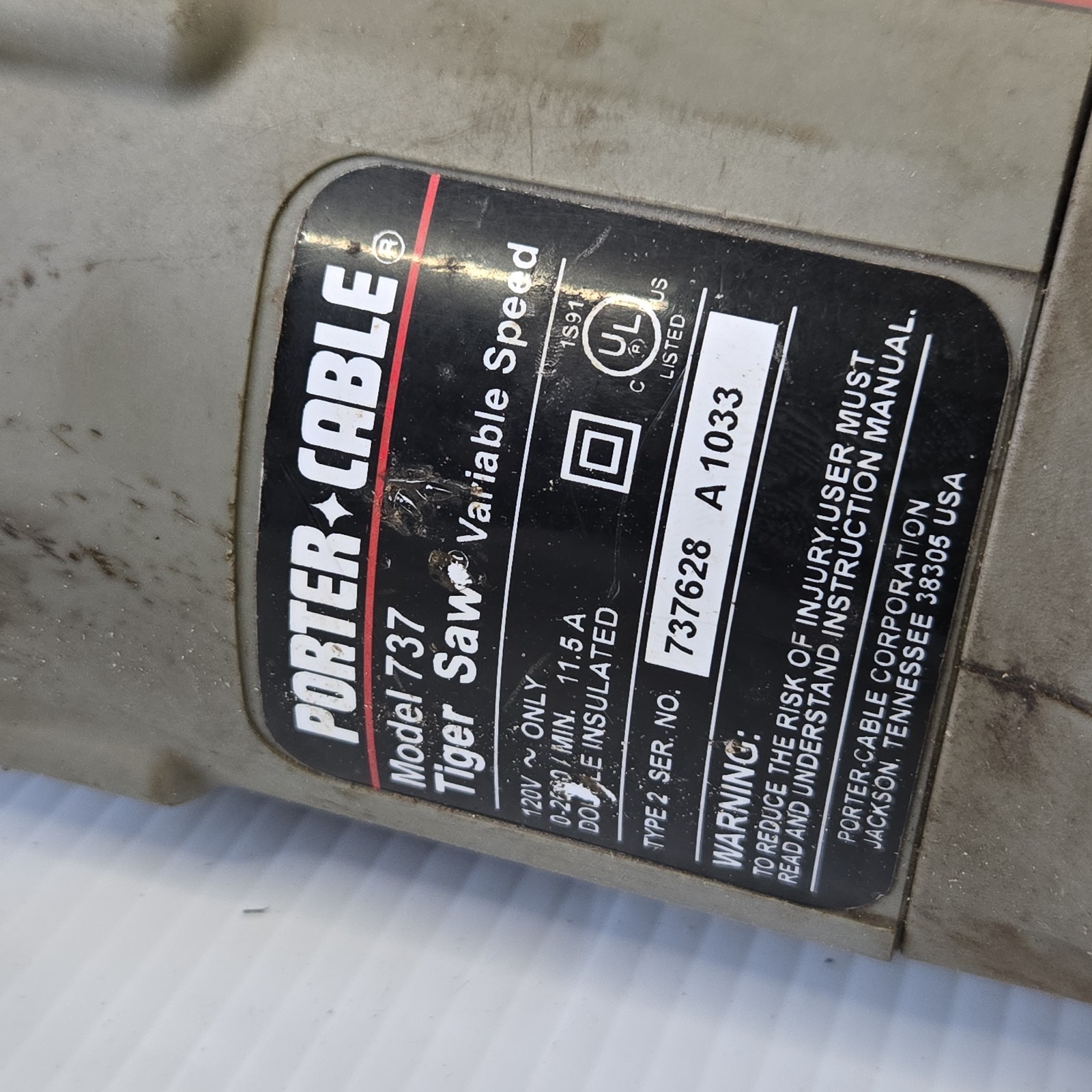 Porter Cable Tiger Saw Model 737 Corded Reciprocating Saw Quick Change