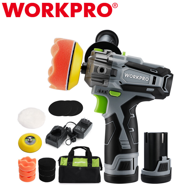 WORKPRO 12V Cordless Polisher 3&Prime; Mini Car Detailing Buffer & Sander Machine Kits