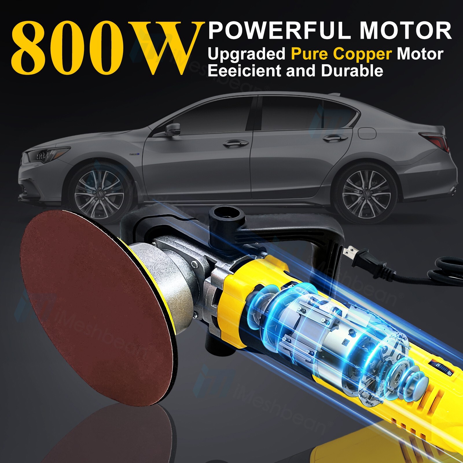 Dual Action Car Polisher Buffer 6&Prime; Random Orbital Polishing Machine Polish Pads