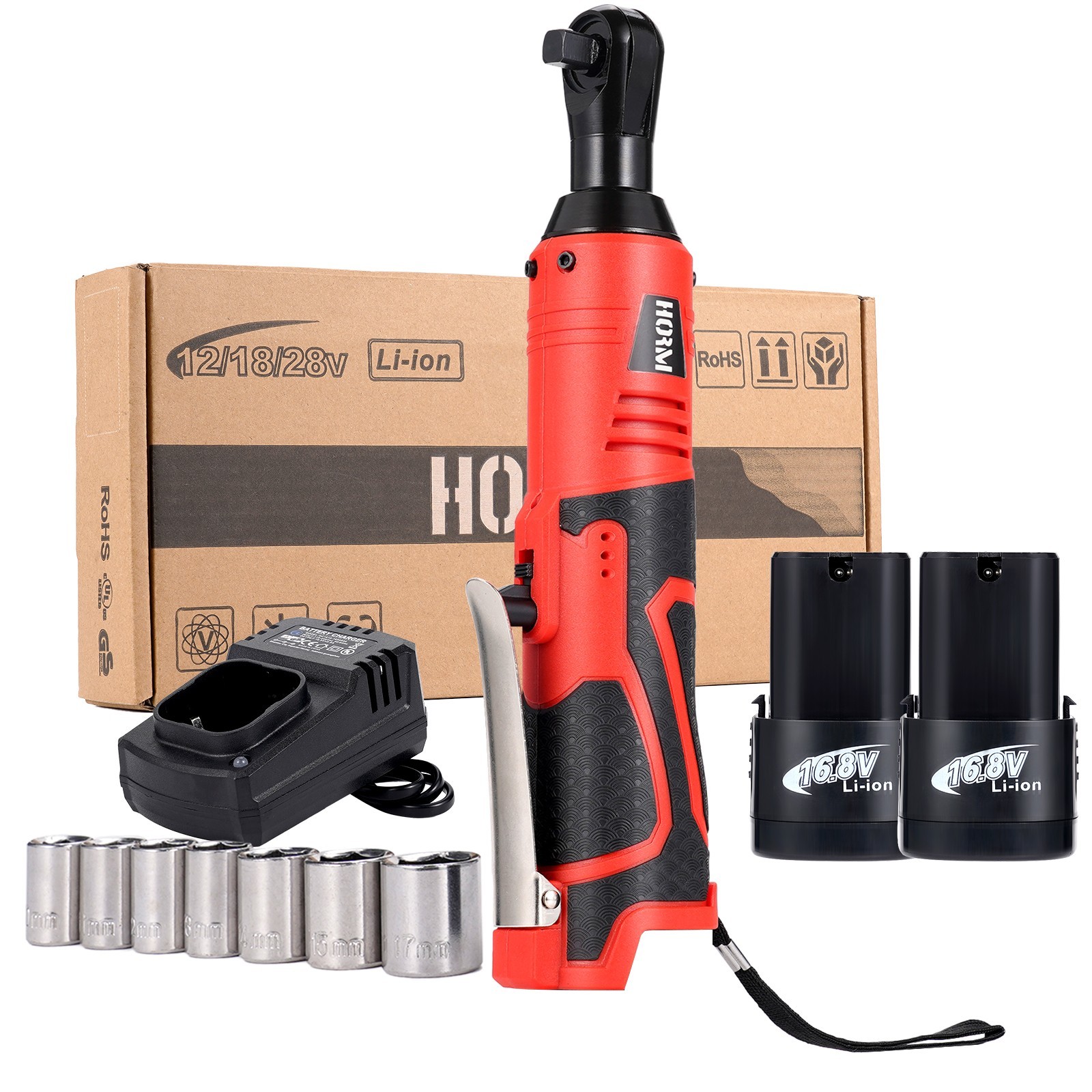 16.8V Cordless Electric Ratchet Wrench Set Variable Speed Impact Wrench+Battery