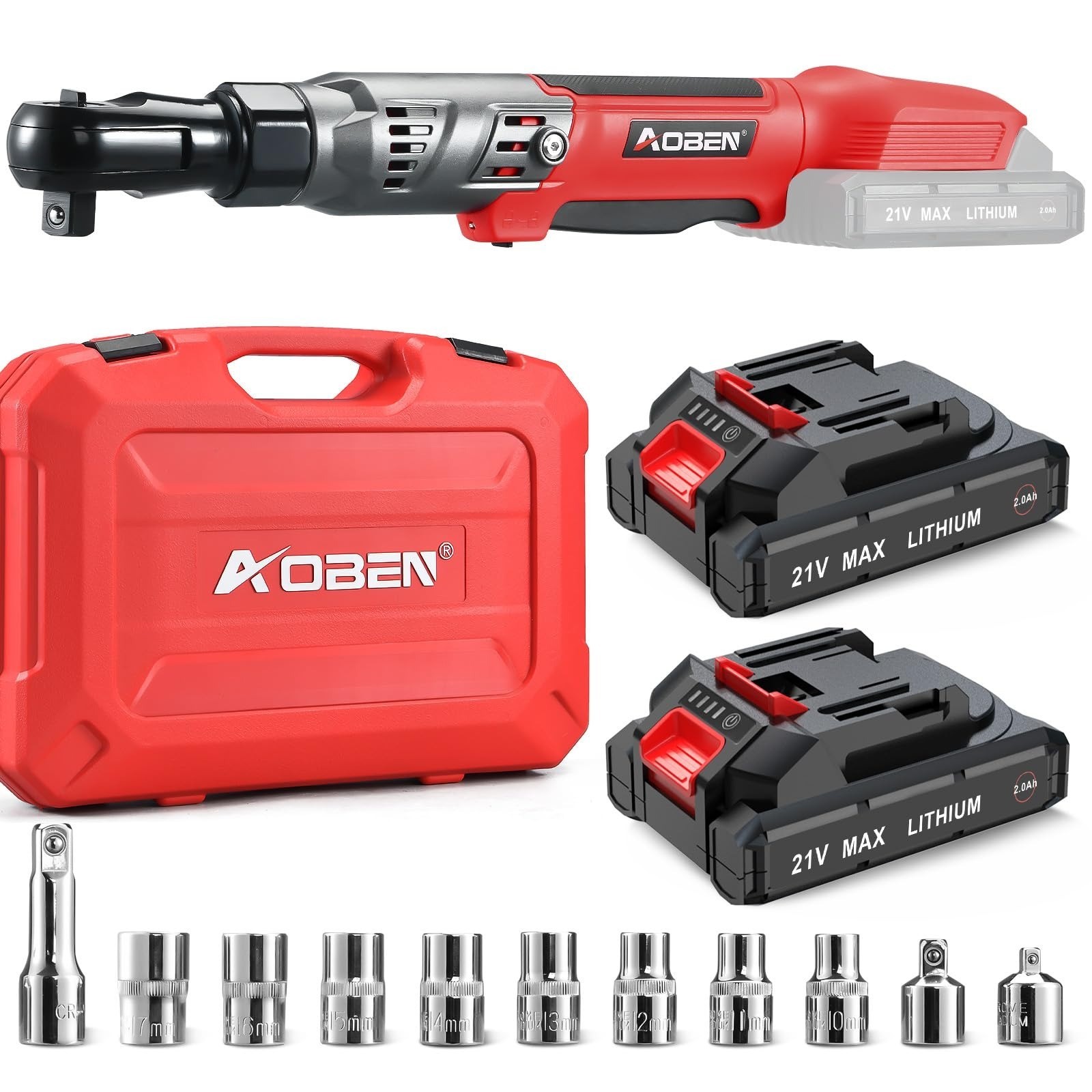 Cordless Ratchet Wrench Set 12V 3/8in 2 Batteries Charger