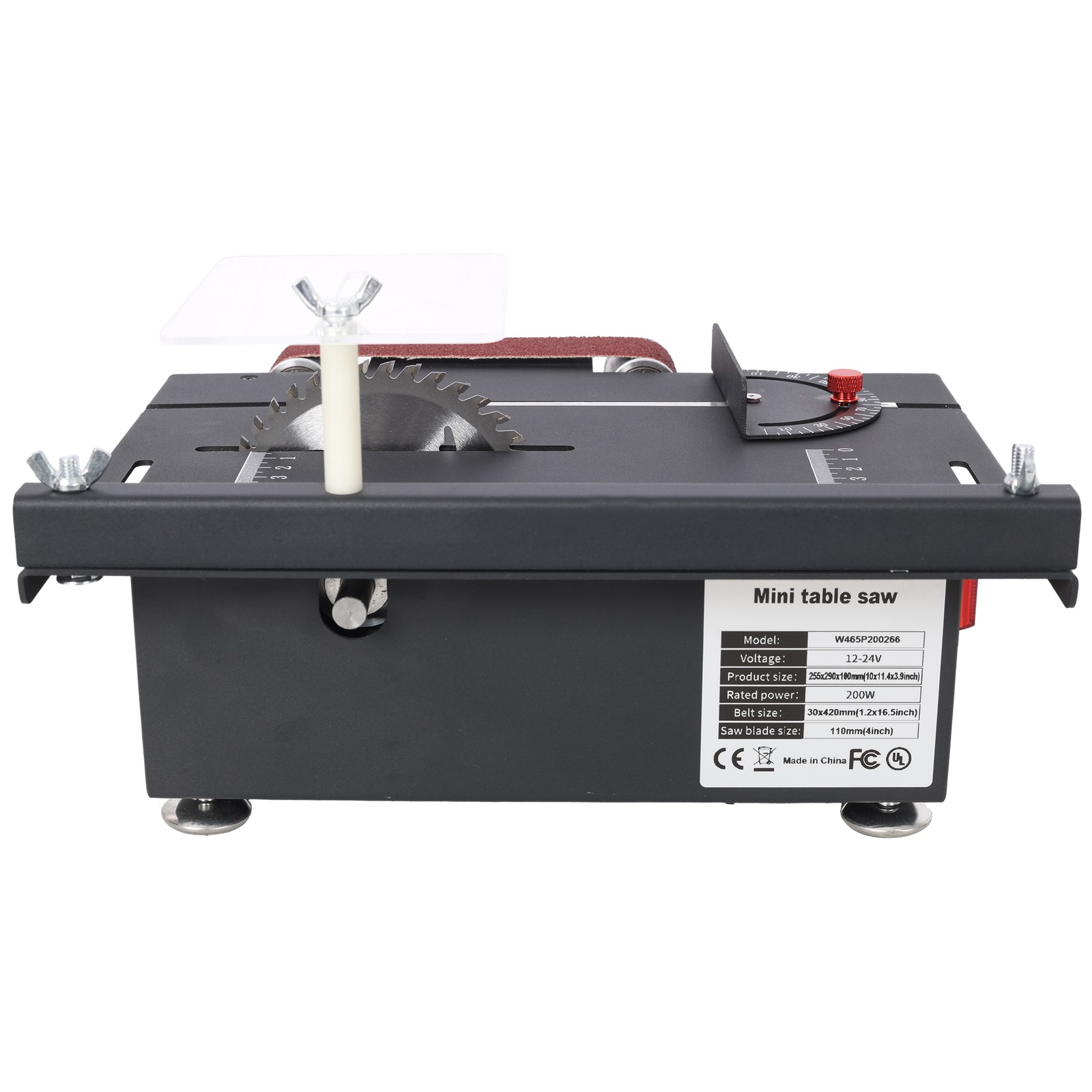 Mini Table Saw Belt Sander 4pcs Blades 10pcs Sanding Blet Adjustable 0-90° Angle
