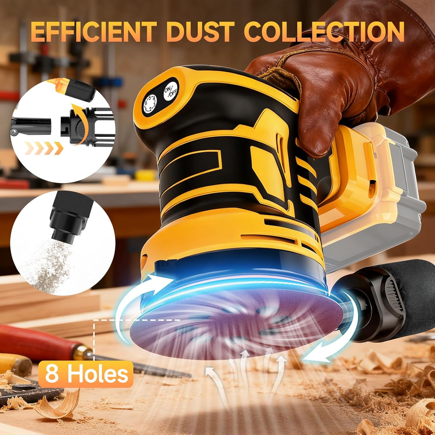5-Inch Random Orbital Sander, Cordless Sanding Machine Compatible with Dewalt…