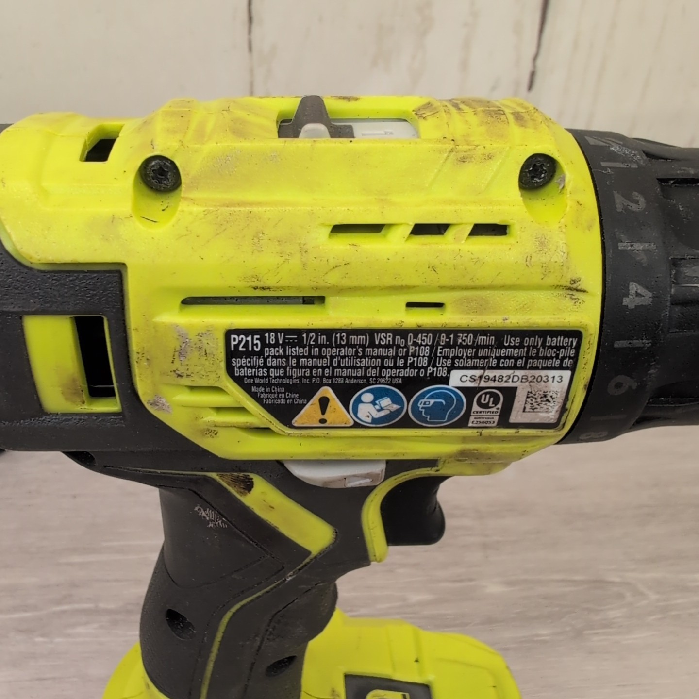 Ryobi P215 ONE+ Lithium-Ion Cordless 1/2&Prime; Drill With Battery And Charger