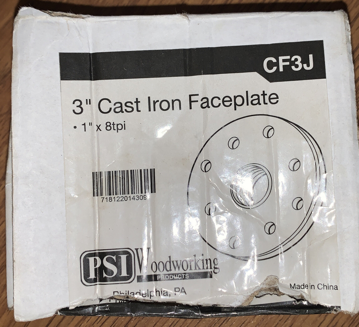3&Prime; Cast Iron Faceplate, 1 “x 8 TPI, For Woodturning Wood Lathes
