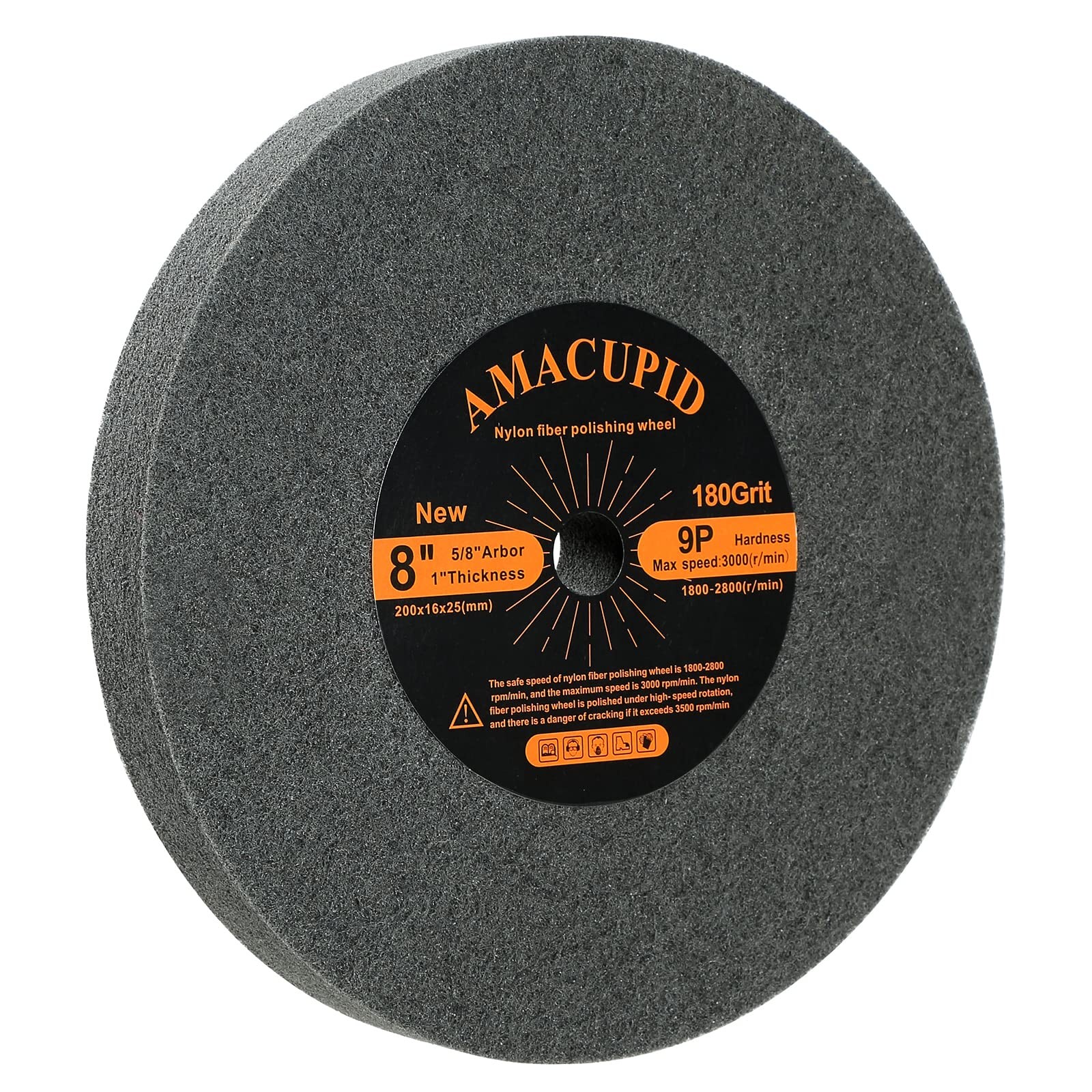 AmaCupid Deburring Wheels, Nylon Fiber Buffing Wheel 8 inch 9P Dark grey