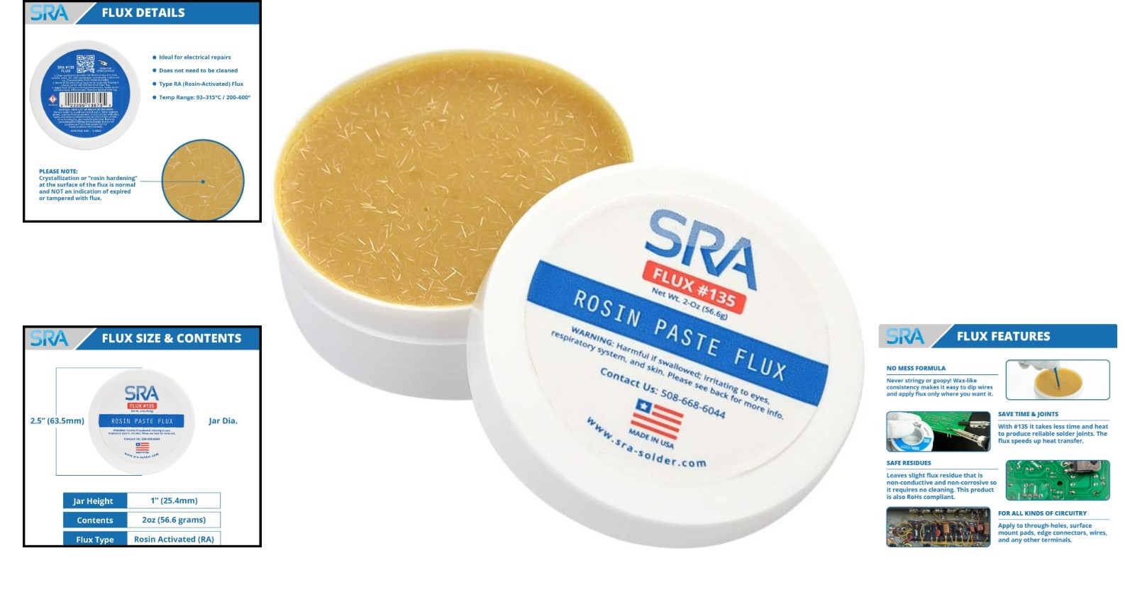 2oz SRA Rosin Paste Flux – Acid-Free Soldering Solution for Electronics Projects