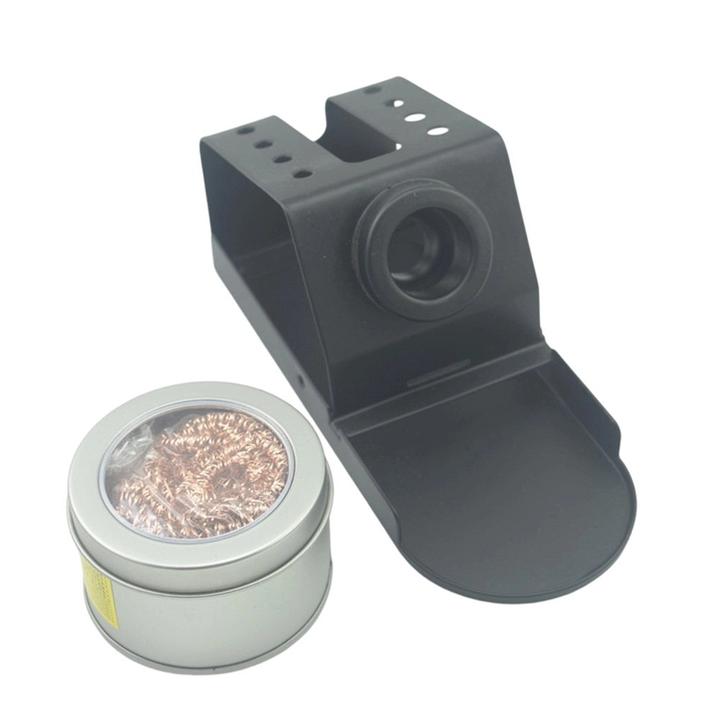 Black Silver Soldering Iron Holder Stand with Brass Tip Cleaner and Sponge Set