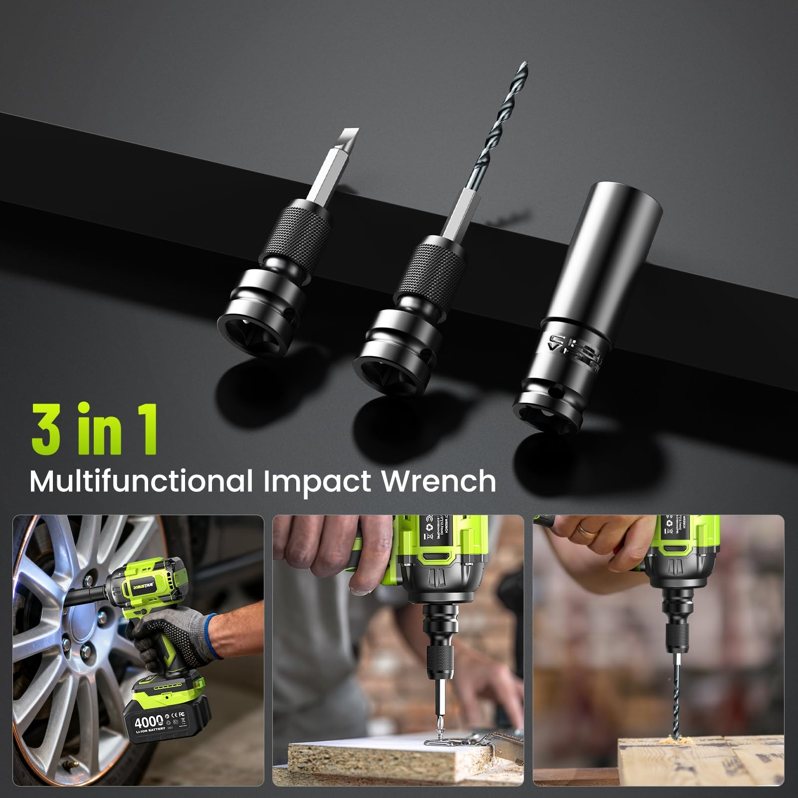 Cordless Impact Wrench, 590Ftlbs 800N.m Brushless 1/2 inch, 2800RPM High Torq…