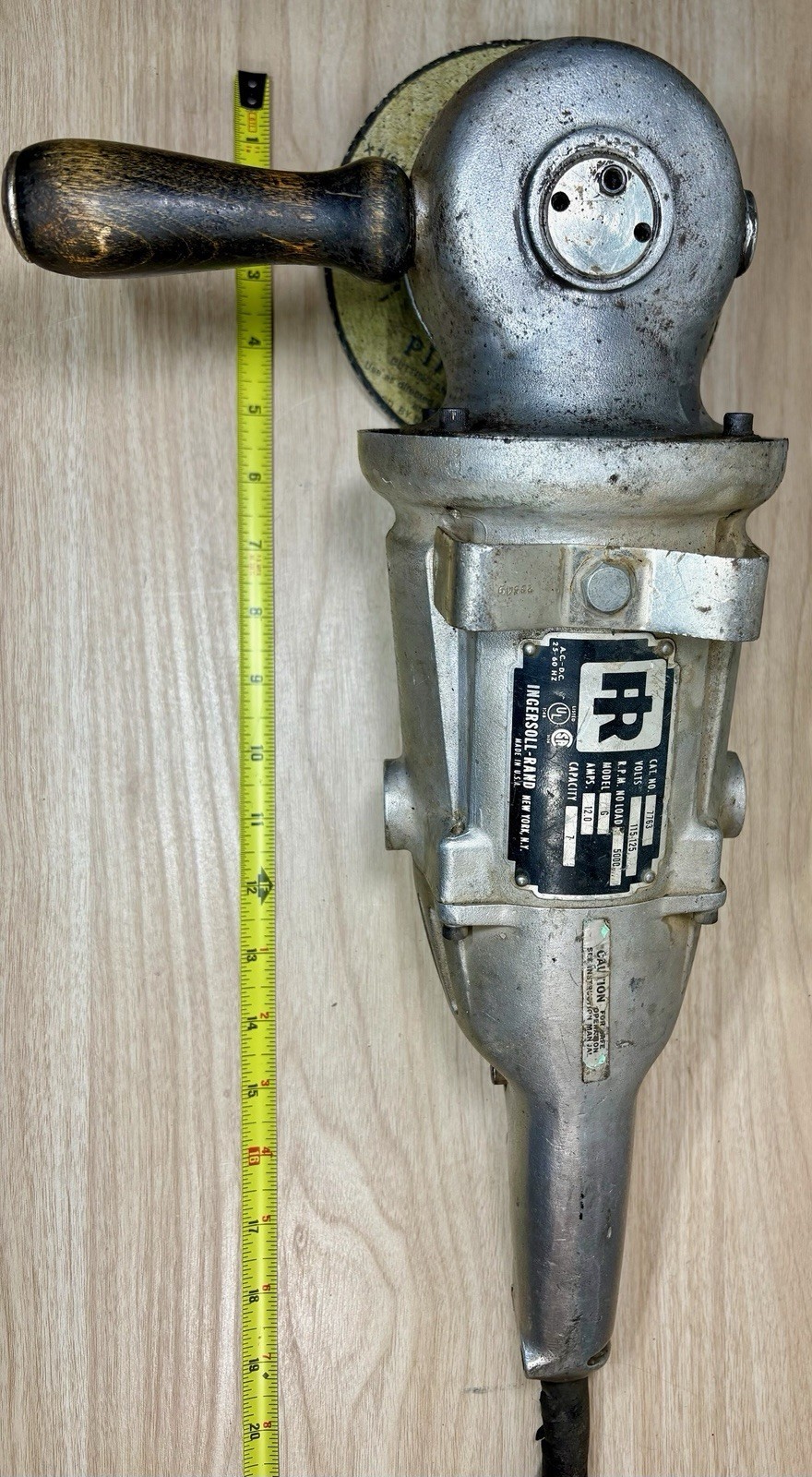 Vintage Ingersoll-Rand CAT 7763 Model G Heavy Duty Angle Grinder 5000 RPM 7&Prime;(G)