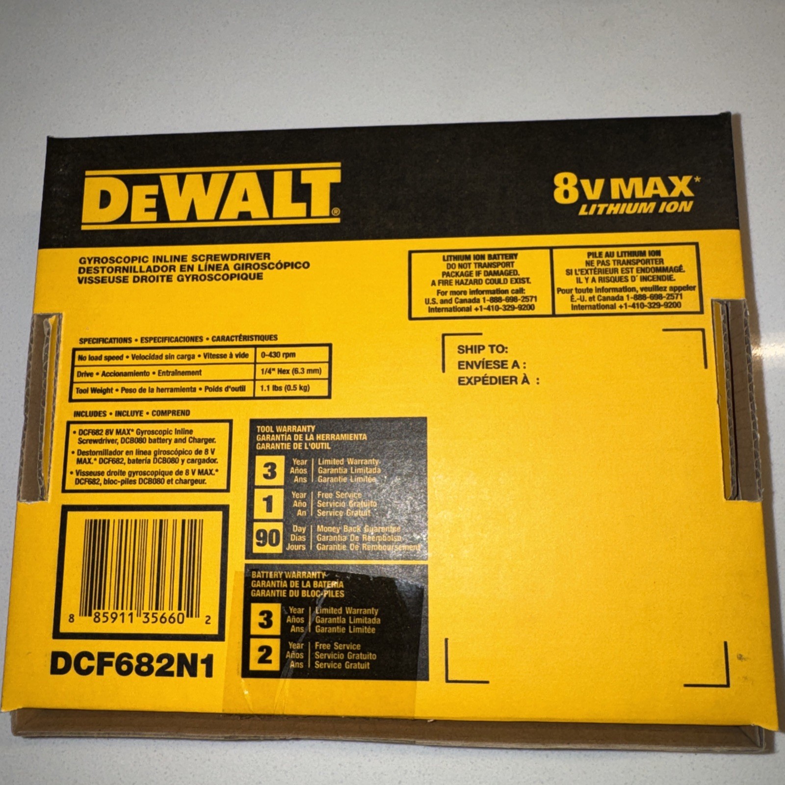 DEWALT DCF682N1 8V MAX Gyroscopic Inline Screwdriver Kit w Battery & Charger NOS