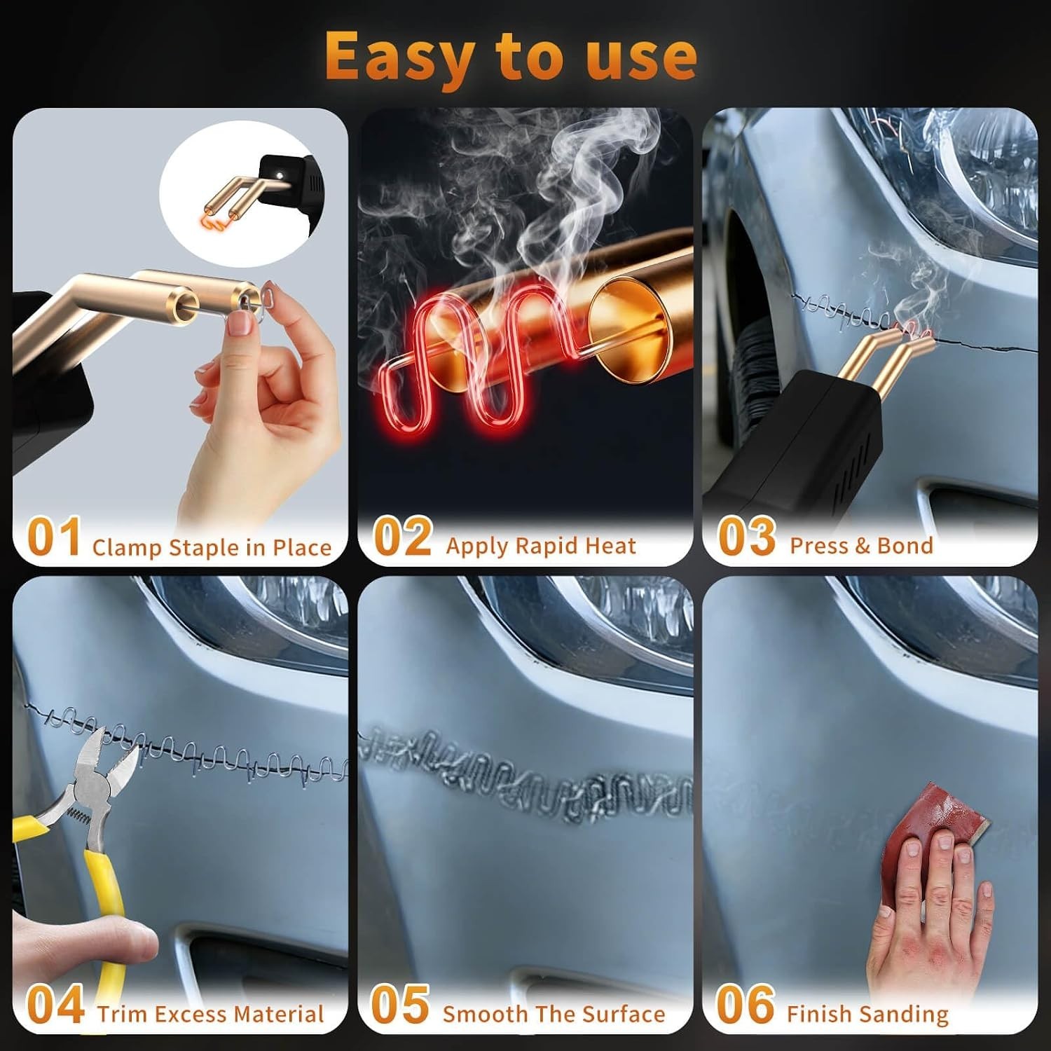 Plastic Welder Kit with Staples for Car Bumper Repair Portable DIY Tool