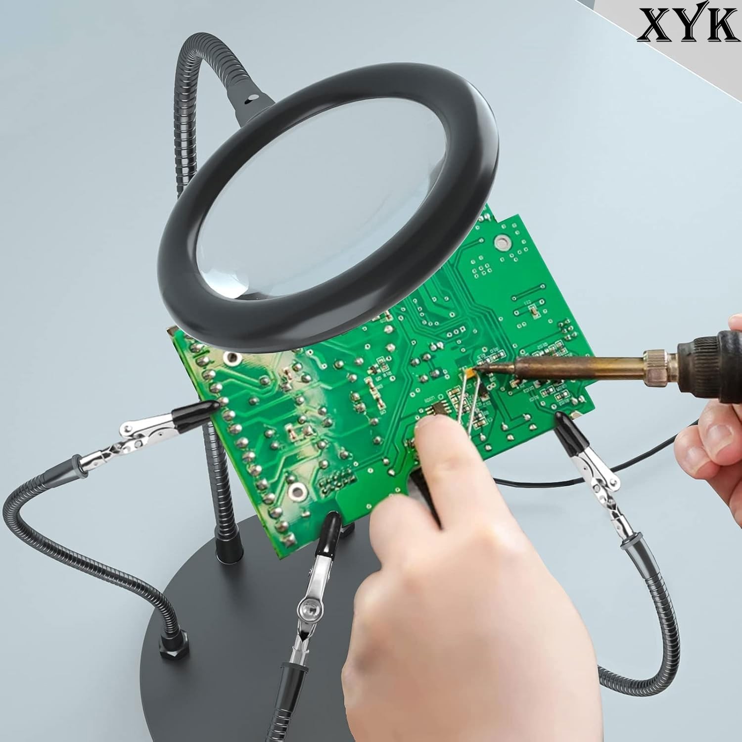 XYK Helping Hands Soldering Station with 3X Magnifying Glass with light 4