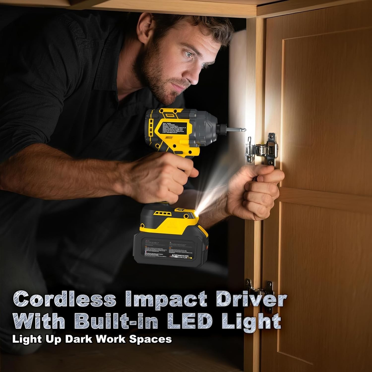 21V Yellow Impact Driver Kit | 2×4.0Ah Batteries, LED Light