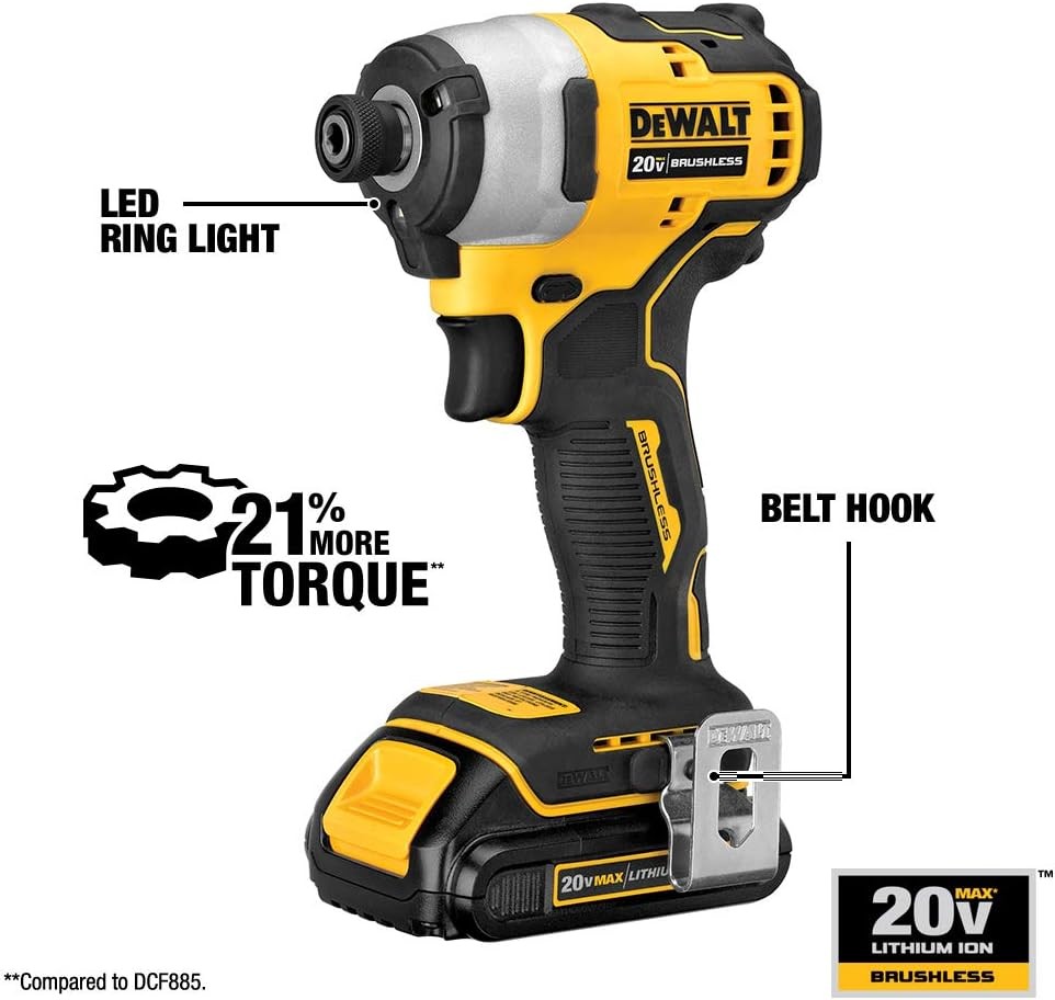 ATOMIC 20V MAX* Impact Driver, Cordless, Compact, 1/4-Inch, Tool Only (DCF809B)