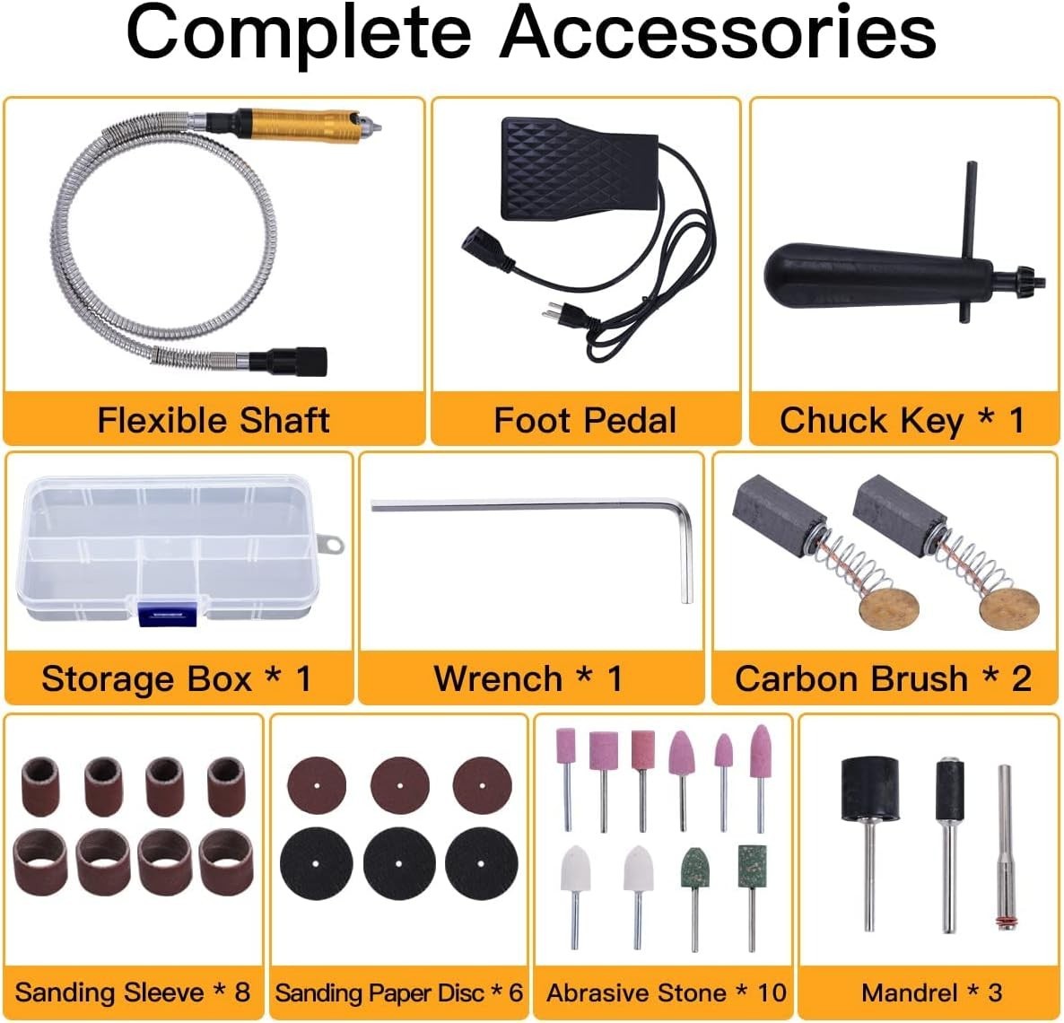 1000W 30000RPM Electric Flex Shaft Rotary Tool Foot Pedal Control Flex Shaft Han