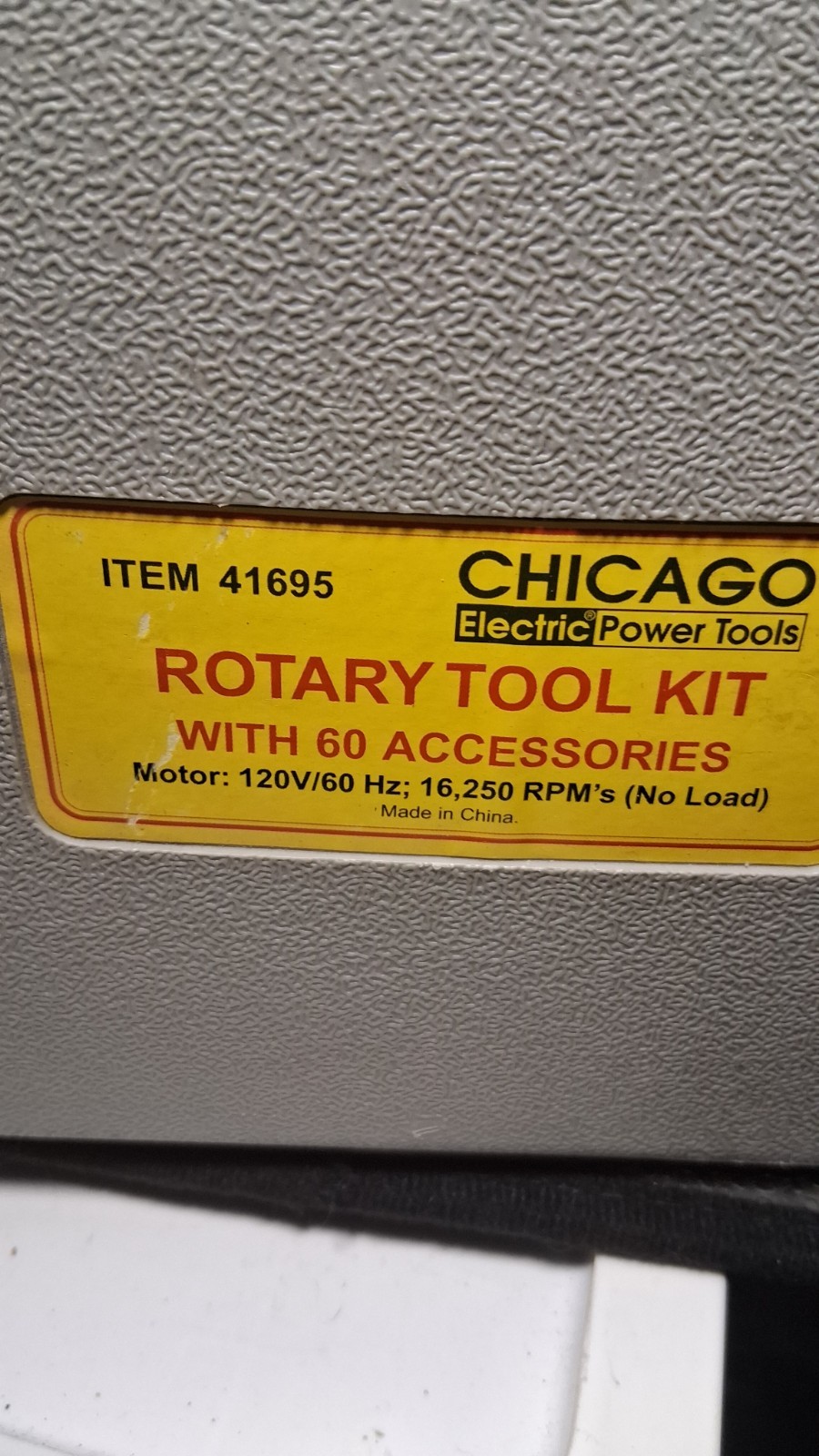 Chicago Electric 120V Rotary Tool Kit 60pc Case Variable 5K-16,250RPM 41695