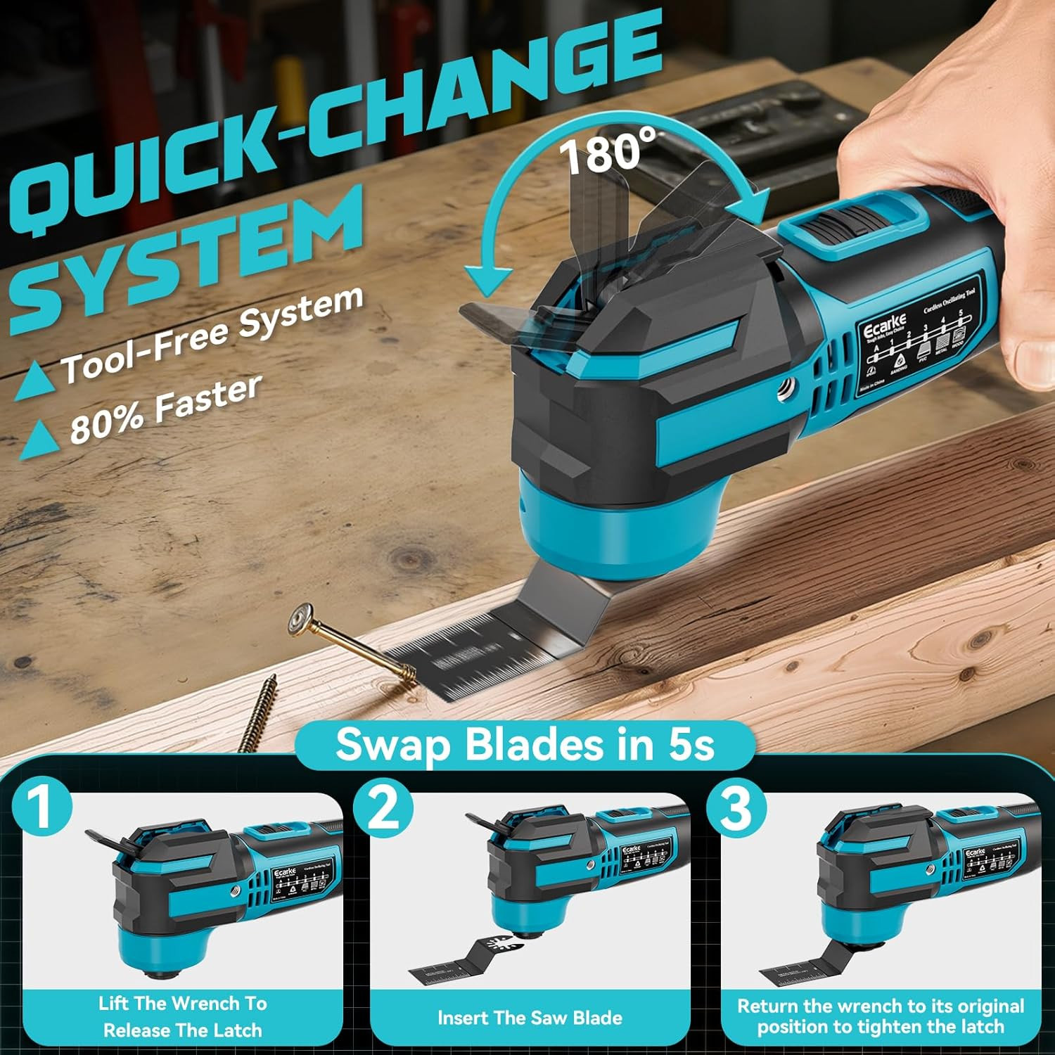 Cordless Oscillating Power Tools Compatible with Makita Battery,21000 OPM Brushl