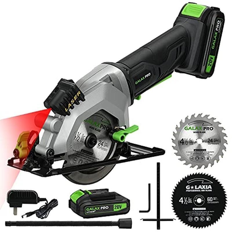 Cordless Mini Circular Saw W/ Laser Guide 2 Blades 3400RPM Adjustable Angle New