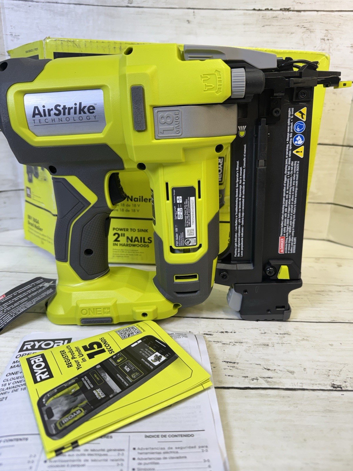 Ryobi ONE+ 18V 18-Gauge Cordless AirStrike Brad Nailer (Tool Only) P321 NEW OB