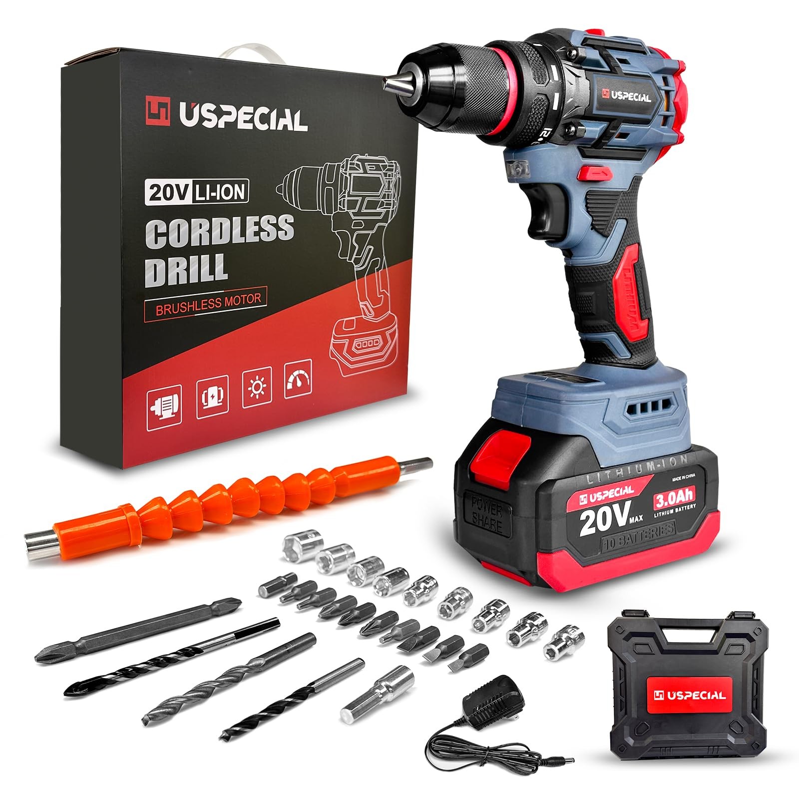 20V Cordless Brushless Power Drill, 443 In-lbs, 22 Torque Settings – Hammer Kit