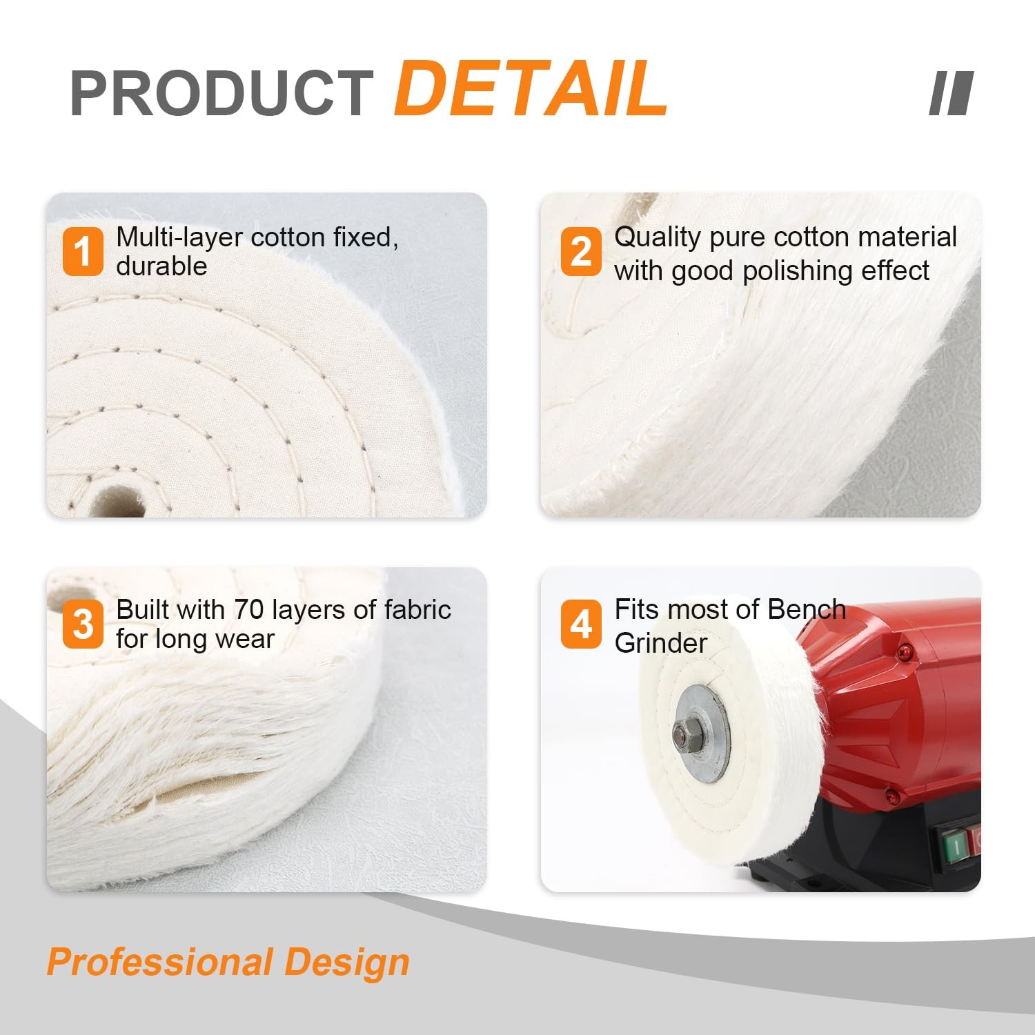 SCOTTCHEN Buffing Polishing Wheel 6 inch (70 Ply) Extra 6 inch, Fine 2pcs