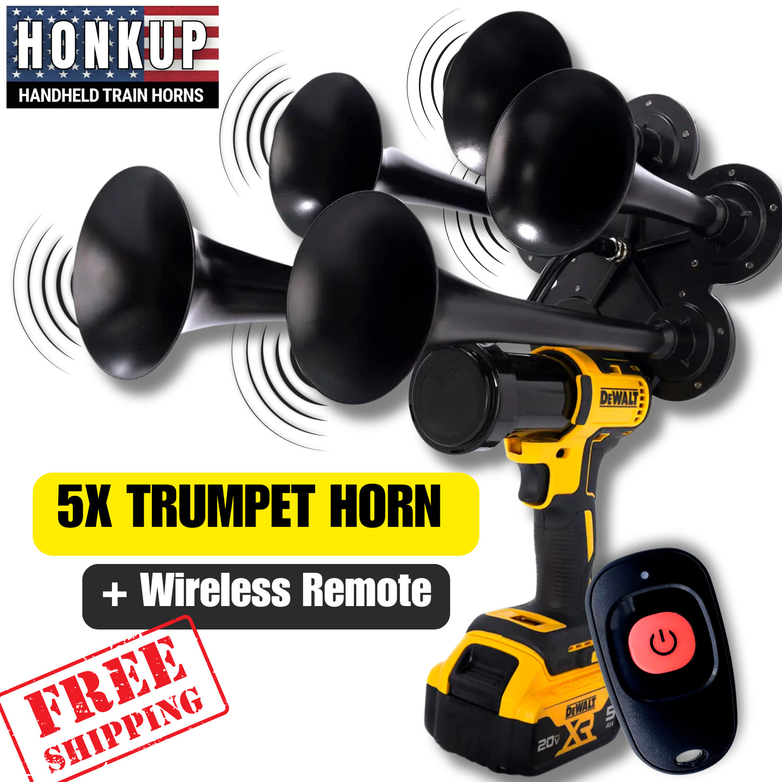 DeWalt 20V Impact Train Air Horn 5x Loud Penta Trumpets | 2026 New + Remote
