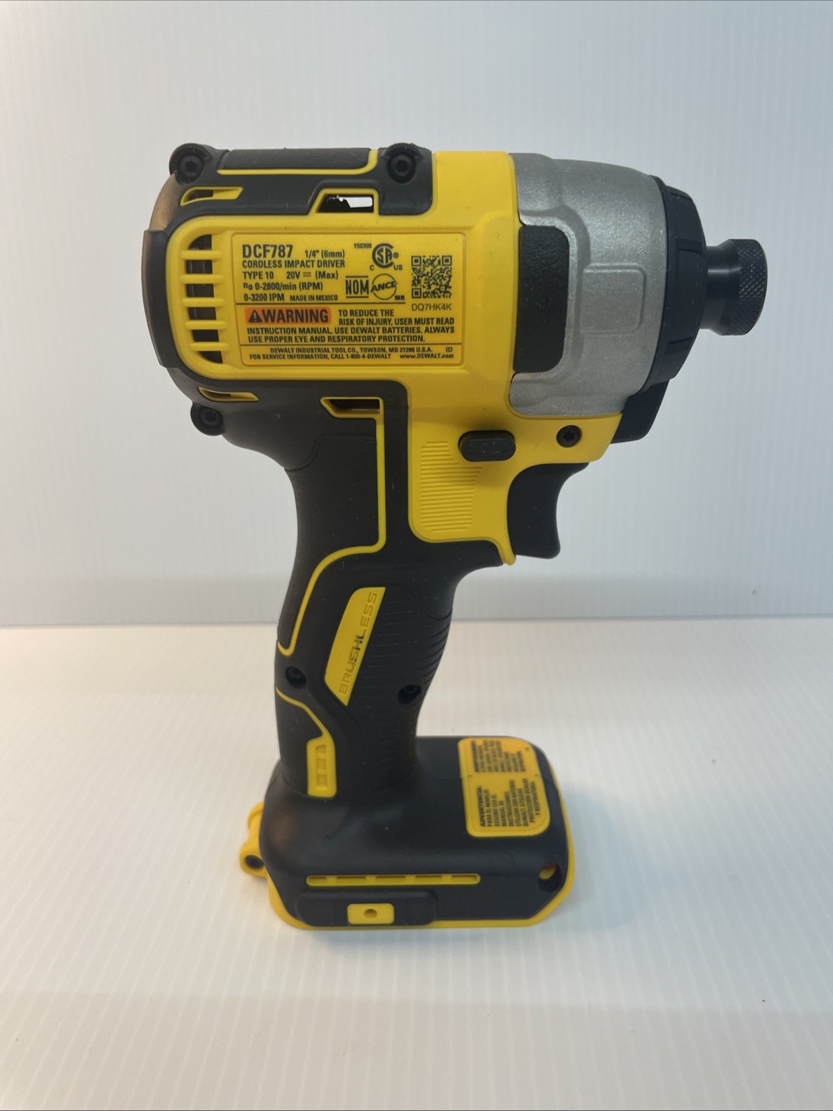DeWALT DCF787 20V MAX Cordless 1/4-Inch Brushless Impact Driver (TOOL ONLY)