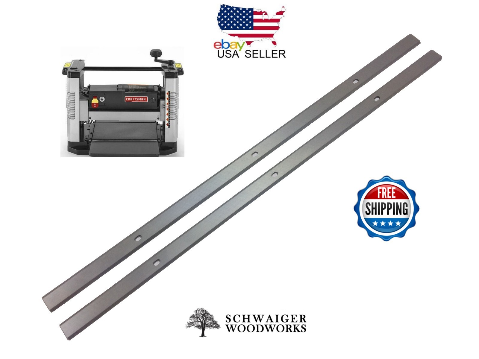 12-1/2&Prime; Planer Blades Knives for Sears Craftsman 21758, replaces 24797, Set of 2