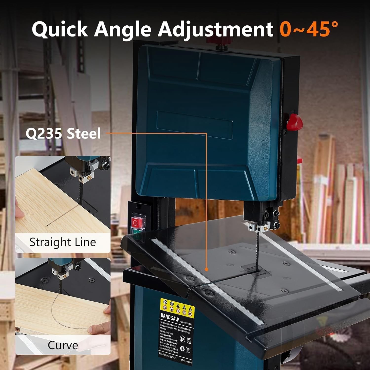 🔴3-Amp & 8-Inch Bandsaw Saw For Cutting Wood with Fence and Miter Gauge 1800FPM