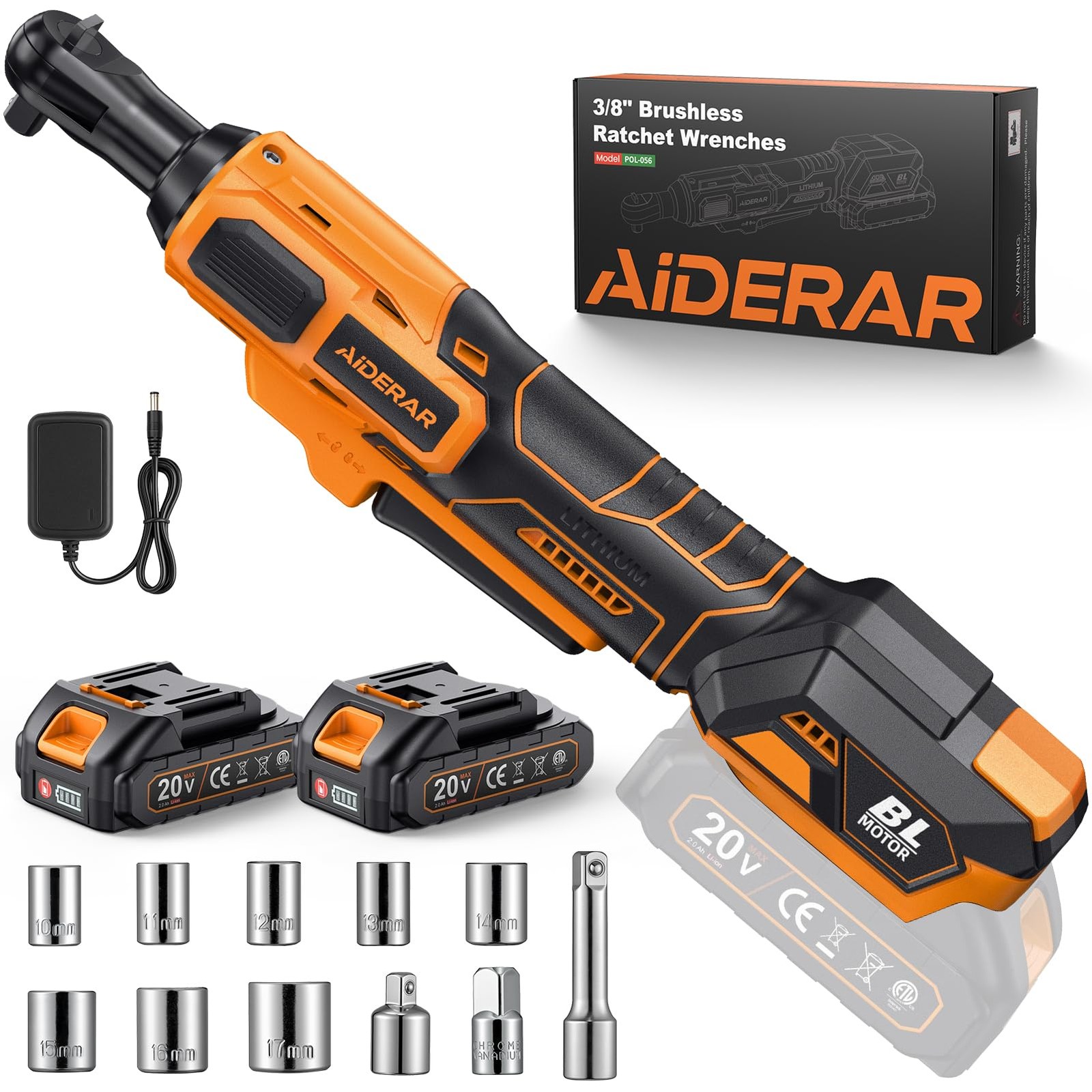 20V Brushless Cordless Ratchet Wrench 3/8&Prime;, 67Ft-Lbs/ 90Nm Max Fastening Torq…