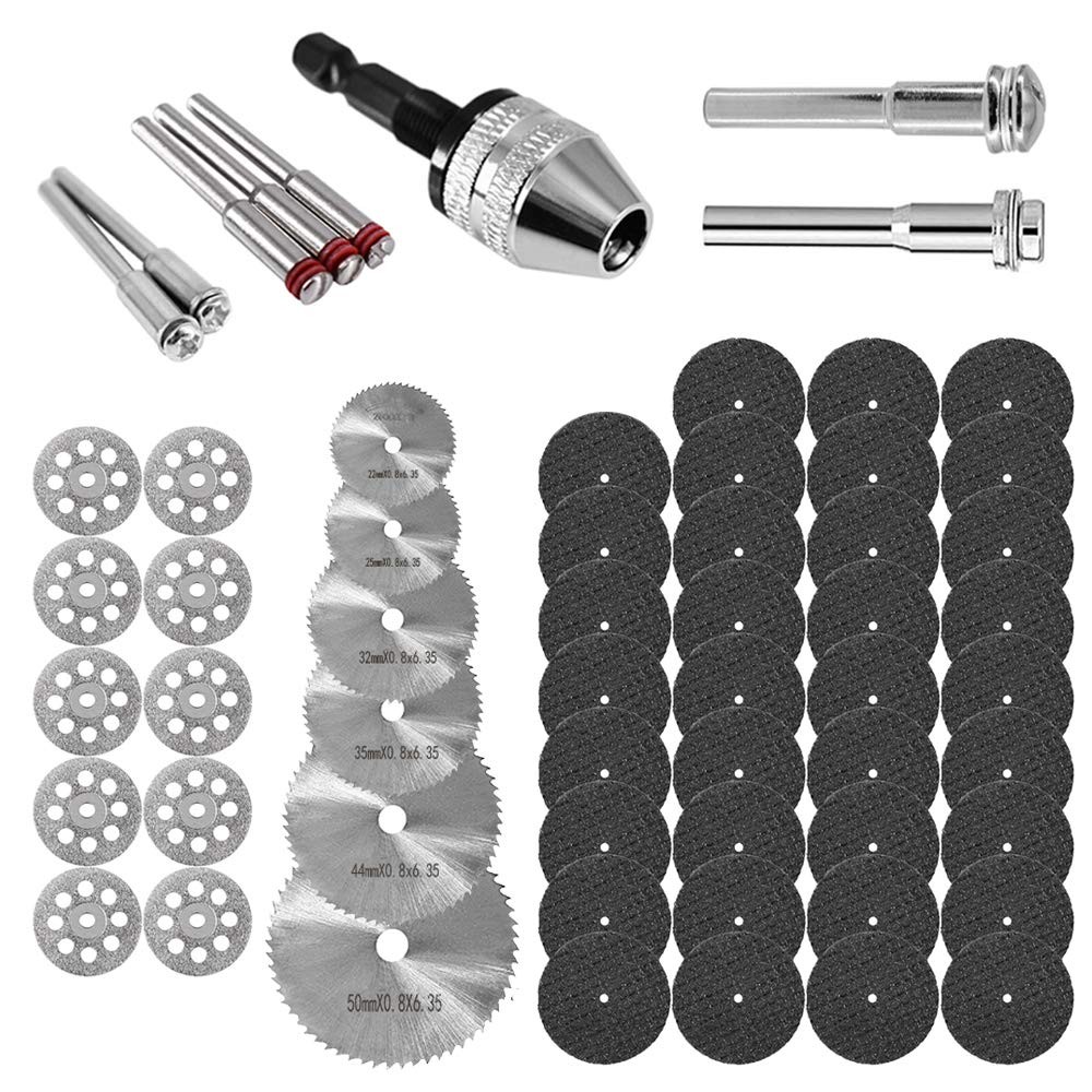 60Pcs Rotary Cutting Wheels Tool Kit, Resin Cut off Wheels Disc, Mini HSS Saw