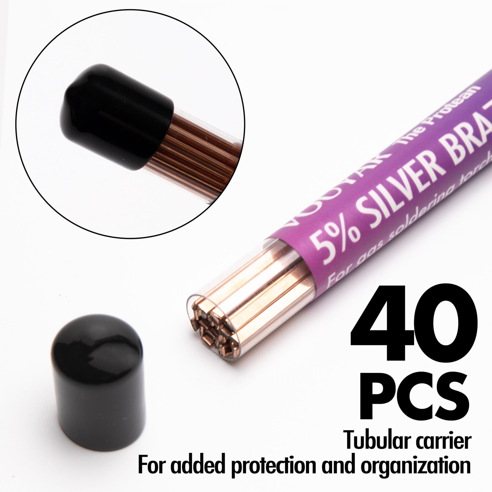 40 Sticks Brazing Rods Bcup-3 5% Silver Solder Phos Copper Brazing Alloys Fla…