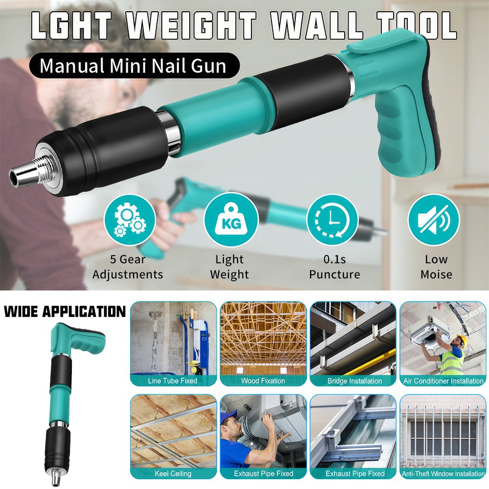Concrete Nail Gun Kits With 100 Nails Wall Fastening Tool Portable Nail Machine