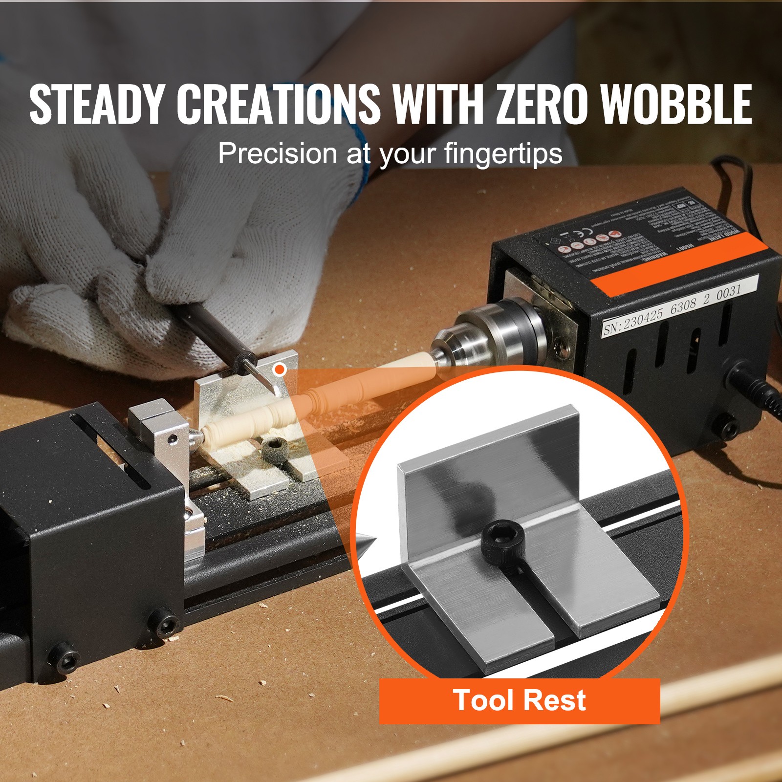 VEVOR Mini Lathe Machine 24V 96W Mini Wood Lathe Tools 2.76 in x 6.3 in 7 Speeds