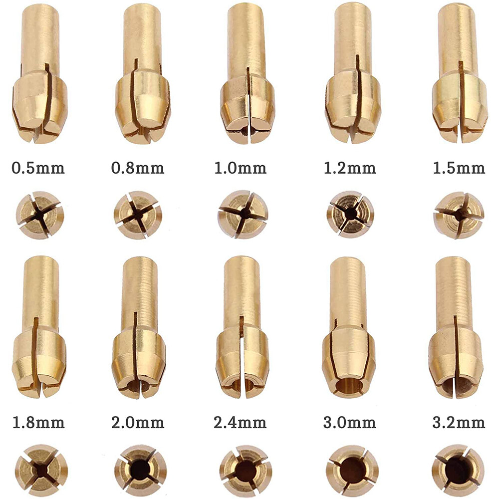 0.5-3.2mm Brass Collets Mini Drill Chuck Grinding Electric Chuck Set Rotary Tool