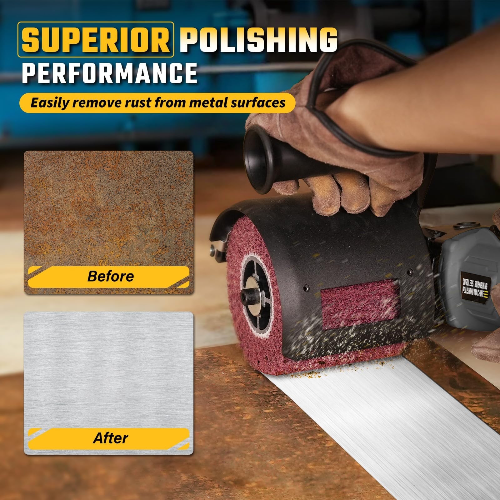 Cordless Polishing Machine, 6 Speed Surface Conditioning Tool for Metal, Wood, S