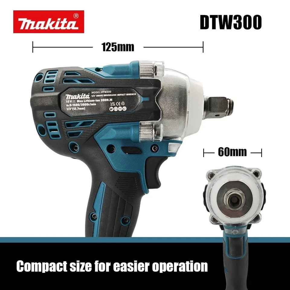Makita DTW300 18v Brushless Impact Wrench 1/2&Prime; Drive Variable Speed – Bare Tool