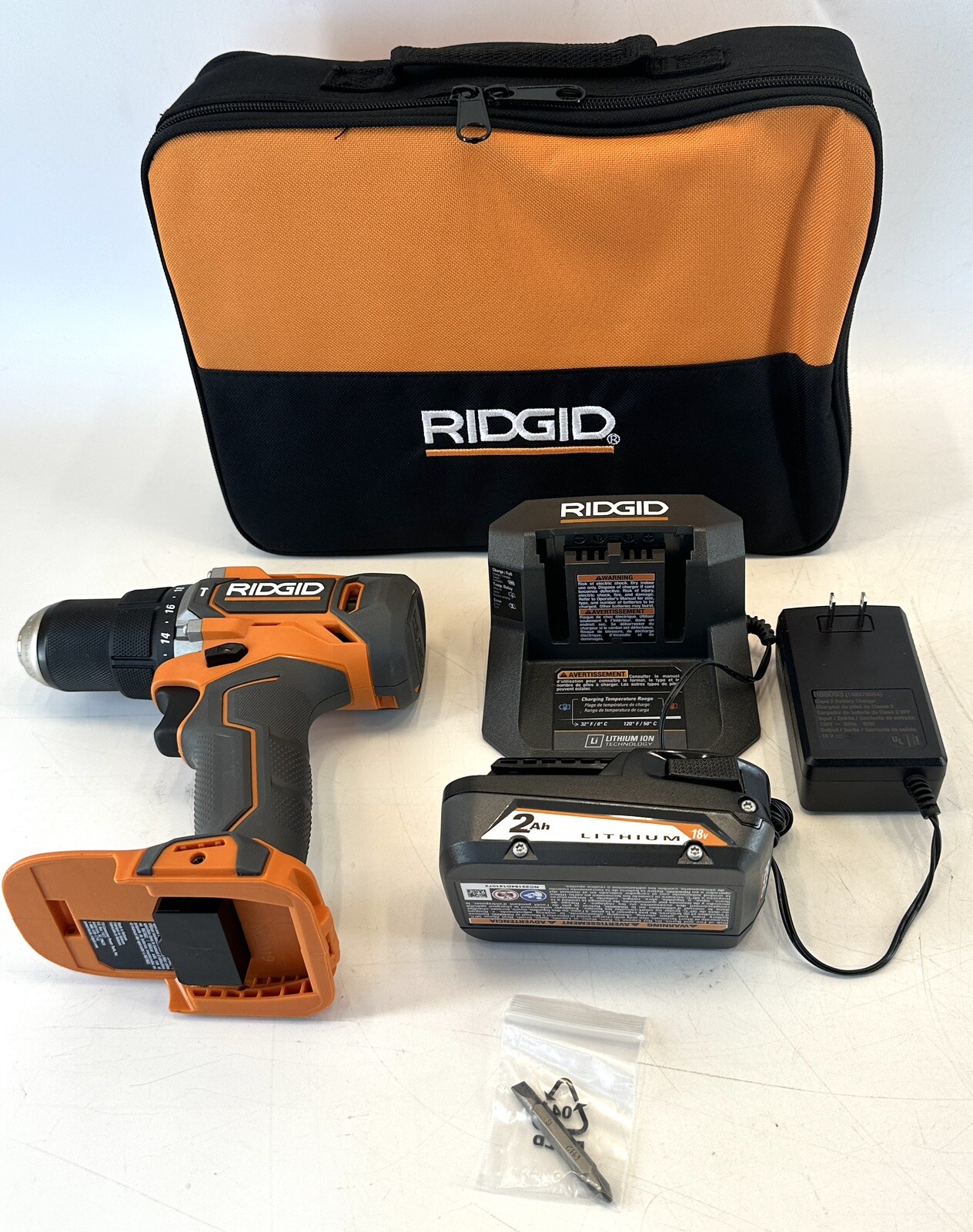 Ridgid 18V 1/2 in Hammer Drill Driver W/ 2 Ah Battery & Charger Model R860013K