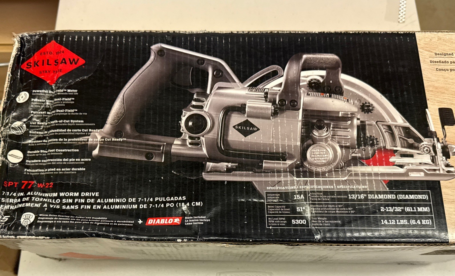 SKILSAW SPT77W-22 7.25&Prime; 5300 RPM Electric Circular Saw – Gray